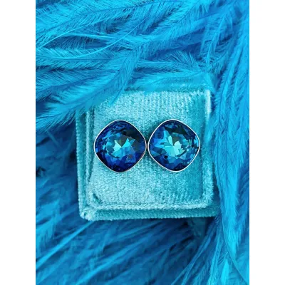Coquette - Καρφωτά Σκουλαρίκια με Κρύσταλλο Swarovski Bermuda Blue