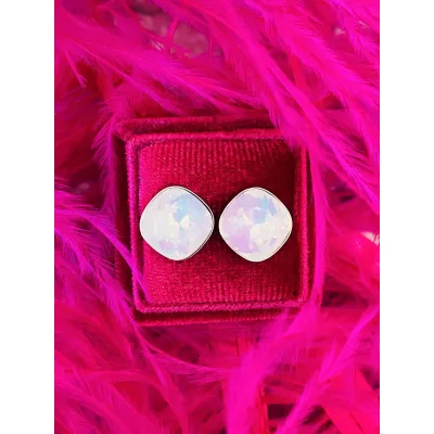 Coquette - Καρφωτά Σκουλαρίκια με Κρύσταλλο Swarovski White Opal