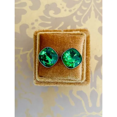 Coquette - Καρφωτά Σκουλαρίκια με Κρύσταλλο Swarovski Fern Green