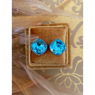 Coquette - Καρφωτά Σκουλαρίκια με Κρύσταλλο Swarovski Light Turquoise