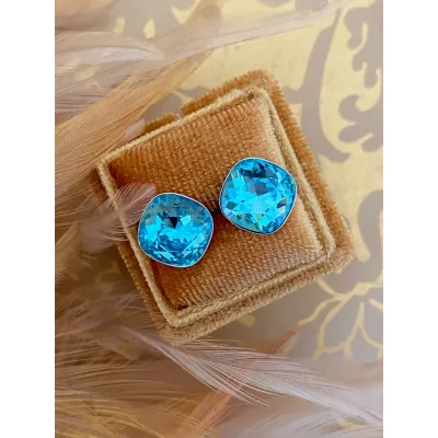 Coquette - Καρφωτά Σκουλαρίκια με Κρύσταλλο Swarovski Light Turquoise