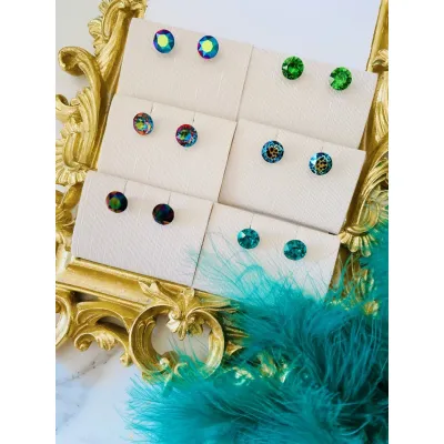 Louisa Stud Earrings / Green Shades