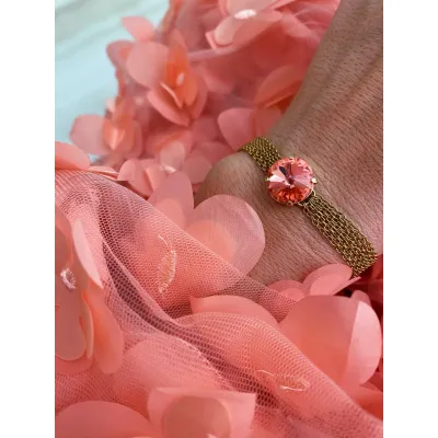 Victoria - Βραχιόλι με Κρύσταλλο Swarovski Rose Peach