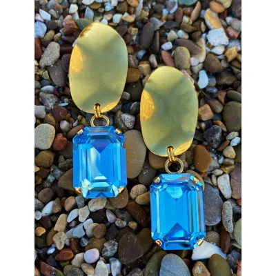 Vindemia Wavy - Σκουλαρίκια με Κρύσταλλα Swarovski Aquamarine