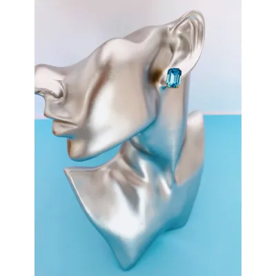 Vindemia - Σκουλαρίκια Καρφωτά με Κρύσταλλο Swarovski Aquamarine