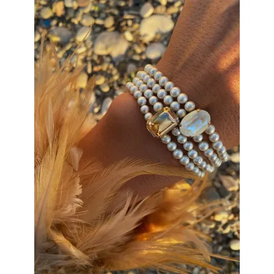 Vindemia Pearl - Σετ Βραχιολιών με Μαργαριτάρια & Κρύσταλλα Swarovski 
