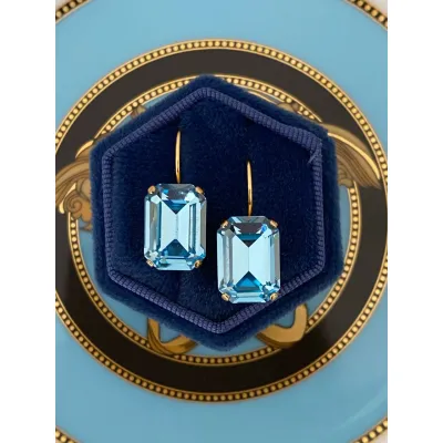 Vindemia Mini - Σκουλαρίκια Κρεμαστά με Κρύσταλλα Swarovski Aquamarine