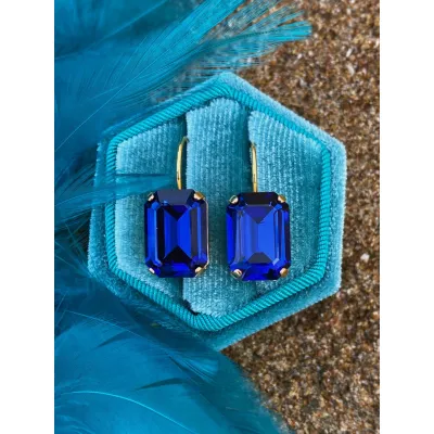 Vindemia Mini - Σκουλαρίκια Κρεμαστά με Κρύσταλλα Swarovski Majestic Blue