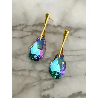 Vivian - Σκουλαρίκια από Ασήμι 925 & Κρύσταλλο Swarovski Vitrail Light