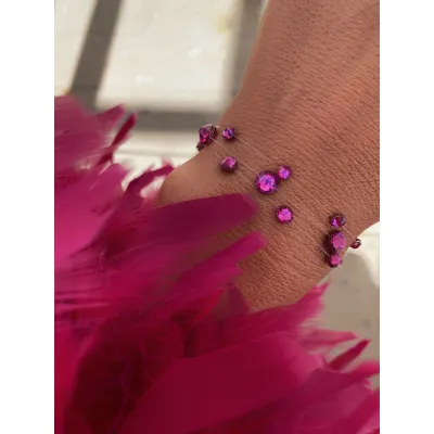 Fuchsia Βραχιόλια με Διάφανη Πετονιά & Κρύσταλλα Swarovski