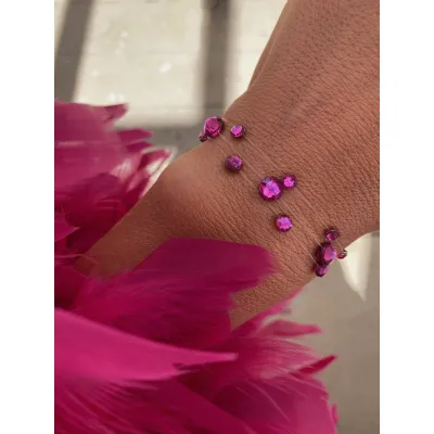 Fuchsia Βραχιόλια με Διάφανη Πετονιά & Κρύσταλλα Swarovski