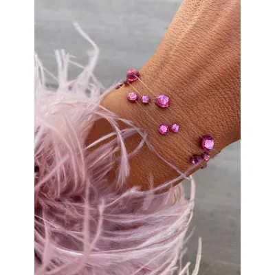 Rose Βραχιόλια με Διάφανη Πετονιά & Κρύσταλλα Swarovski