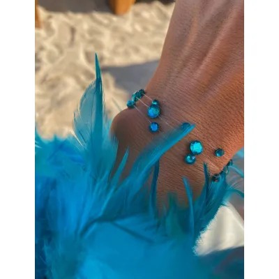 Blue Zircon Βραχιόλια με Διάφανη Πετονιά & Κρύσταλλα Swarovski