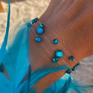Blue Zircon Βραχιόλια με Διάφανη Πετονιά & Κρύσταλλα Swarovski