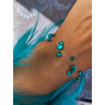 Blue Zircon Βραχιόλια με Διάφανη Πετονιά & Κρύσταλλα Swarovski