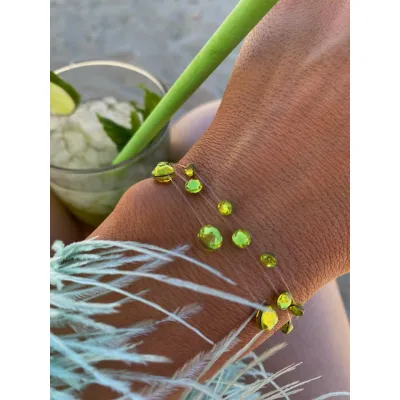 Citrus Green Βραχιόλια με Διάφανη Πετονιά & Κρύσταλλα Swarovski