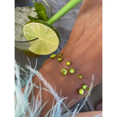Citrus Green Βραχιόλια με Διάφανη Πετονιά & Κρύσταλλα Swarovski