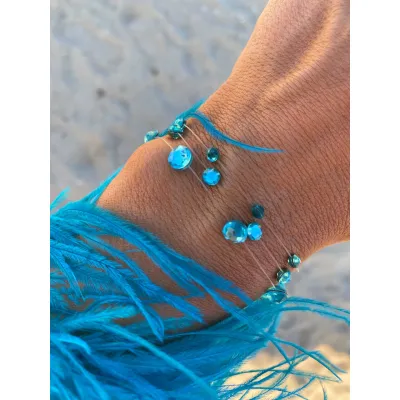 Light Turquoise Βραχιόλια με Διάφανη Πετονιά & Κρύσταλλα Swarovski