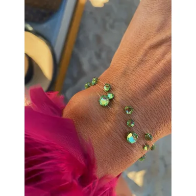 Peridot Βραχιόλια με Διάφανη Πετονιά & Κρύσταλλα Swarovski