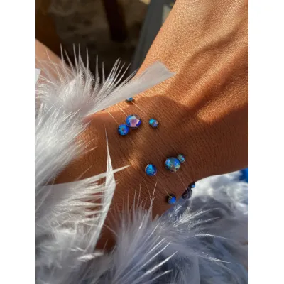 Black Diamond Shimmer Βραχιόλια με Διάφανη Πετονιά & Κρύσταλλα Swarovski