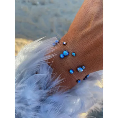 Black Diamond Shimmer Βραχιόλια με Διάφανη Πετονιά & Κρύσταλλα Swarovski