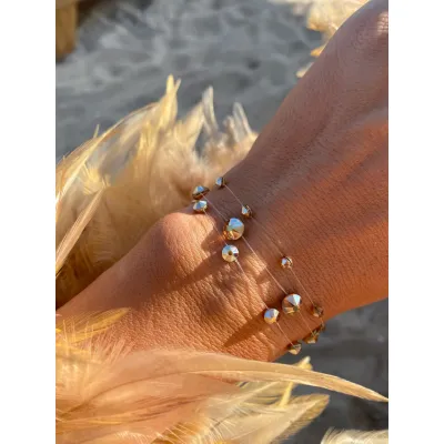 Metallic Sunshine Βραχιόλια με Διάφανη Πετονιά & Κρύσταλλα Swarovski