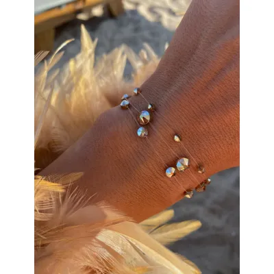 Metallic Sunshine Βραχιόλια με Διάφανη Πετονιά & Κρύσταλλα Swarovski