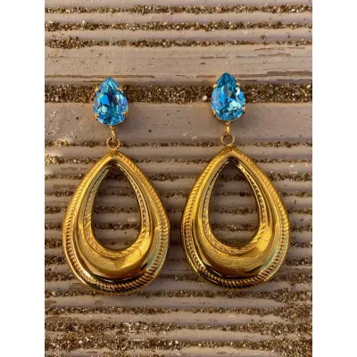 Addelyn - Σκουλαρίκια με Κρύσταλλα Swarovski Aquamarine