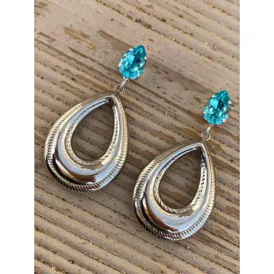 Addelyn - Σκουλαρίκια με Κρύσταλλα Swarovski Light Turquoise