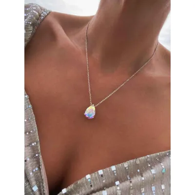Alyssa - Κολιέ με Μενταγιόν από Ασήμι 925 & Κρύσταλλο Swarovski Iridescent