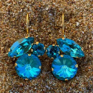 Amanda / Σκουλαρίκια Κρεμαστά με Κρύσταλλα Swarovski Turquoise.