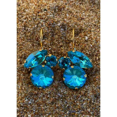 Amanda / Σκουλαρίκια Κρεμαστά με Κρύσταλλα Swarovski Turquoise.