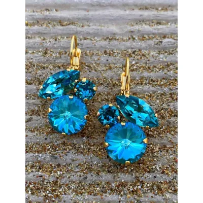 Amanda / Σκουλαρίκια Κρεμαστά με Κρύσταλλα Swarovski Turquoise.