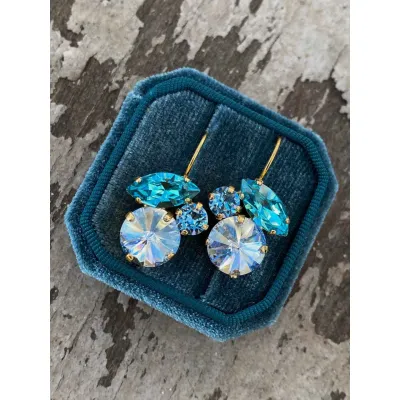 Amanda / Σκουλαρίκια Κρεμαστά με Κρύσταλλα Swarovski Light Blue Combo