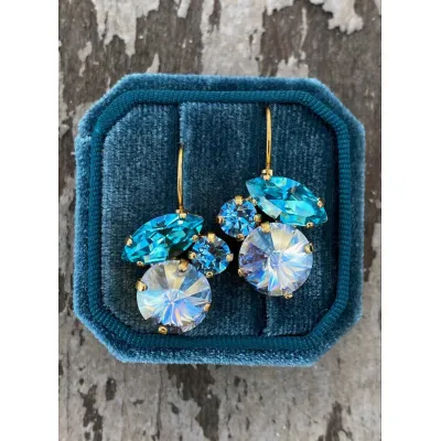 Amanda / Σκουλαρίκια Κρεμαστά με Κρύσταλλα Swarovski Light Blue Combo