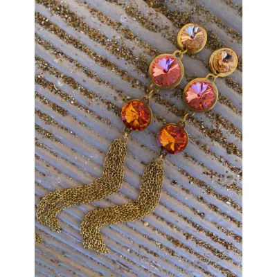 Angelina Long Earrings / Coral
