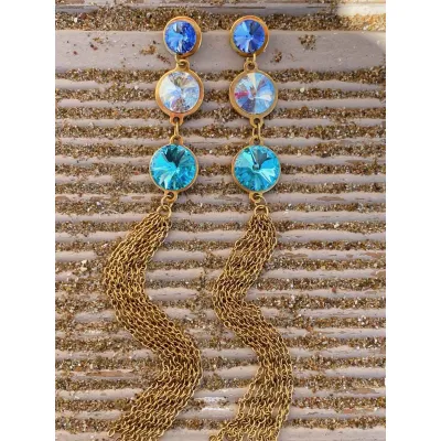 Angelina Long Earrings / Light Blue