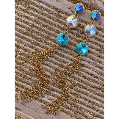 Angelina Long Earrings / Light Blue
