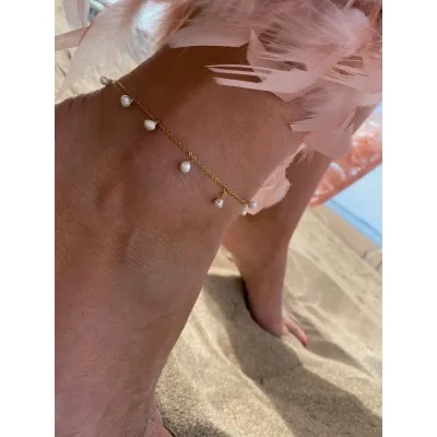 Gold Perla  Anklet - Βραχιόλι Ποδιού με Μαργαριτάρια