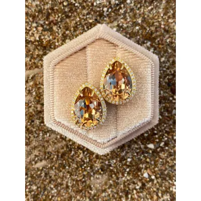 Mademoiselle Stud Rosette Earrings / Topaz