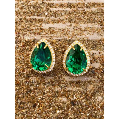 Mademoiselle Stud Rosette Earrings / Majestic Green