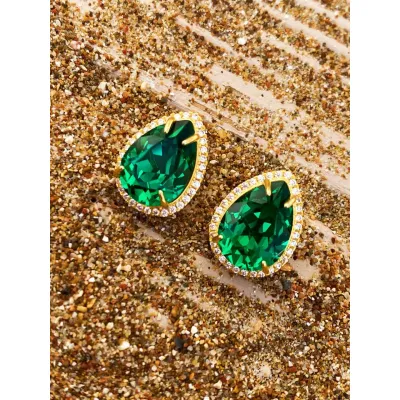 Mademoiselle Stud Rosette Earrings / Majestic Green