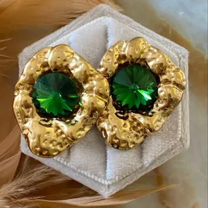 Aphrodite - Σκουλαρίκια με Κρύσταλλα Swarovski Majestic Green