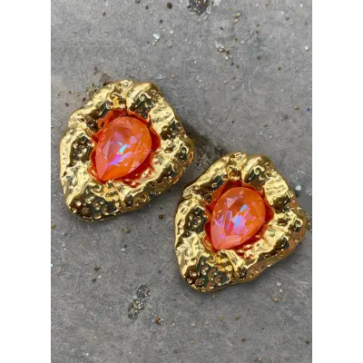 Aphrodite Drop - Σκουλαρίκια με Κρύσταλλα Swarovski Orange Glow Delite