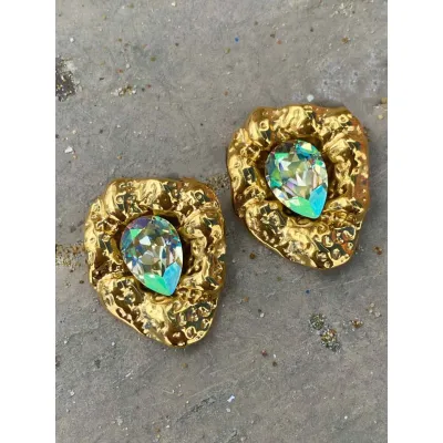 Aphrodite Drop - Σκουλαρίκια με Κρύσταλλα Swarovski Luminous Green