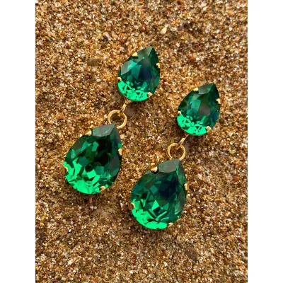 Arsinoe - Σκουλαρίκια με Κρύσταλλα Swarovski Majestic Green