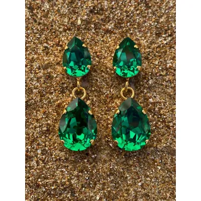 Arsinoe - Σκουλαρίκια με Κρύσταλλα Swarovski Majestic Green