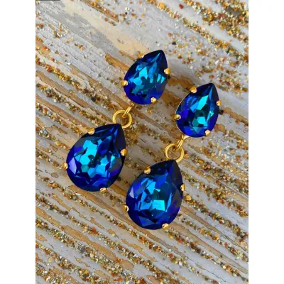 Arsinoe - Σκουλαρίκια με Κρύσταλλα Swarovski Bermuda Blue