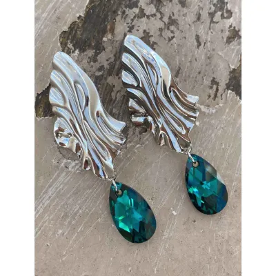 Aurora / Σκουλαρίκια με Κρύσταλλα Swarovski Emerald