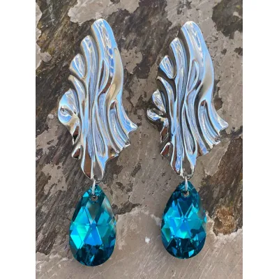 Aurora / Σκουλαρίκια με Κρύσταλλα Swarovski Blue Zircon